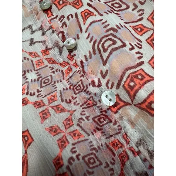 Express Women Sheer Aztec Button Front Maxi Dress Size M Coachella Festival Boho - Picture 5 of 16